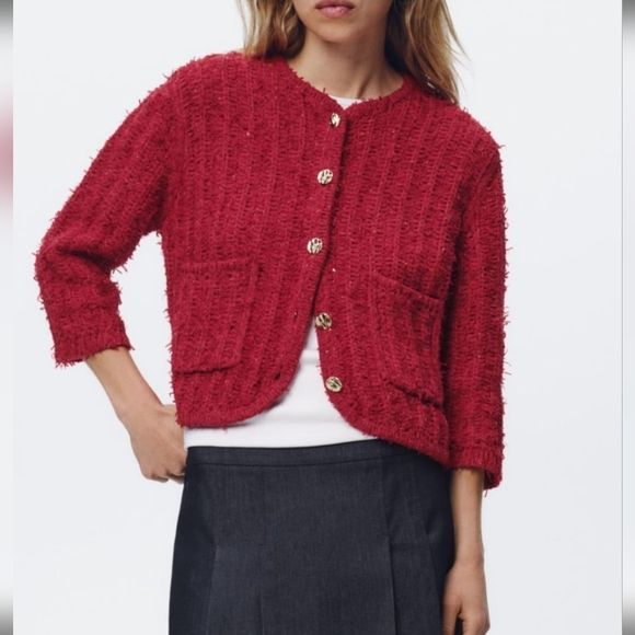 Zara's Knit Cardigan With Elbow-length Sleeves - Picture 3 of 9